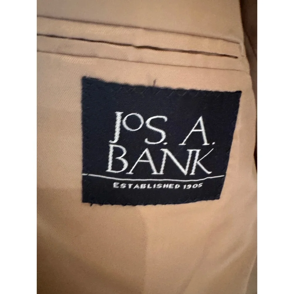 Jos A Bank 45% Silk 55% Linen Herringbone Sport Coat Blazer Mens 46L Tan‎